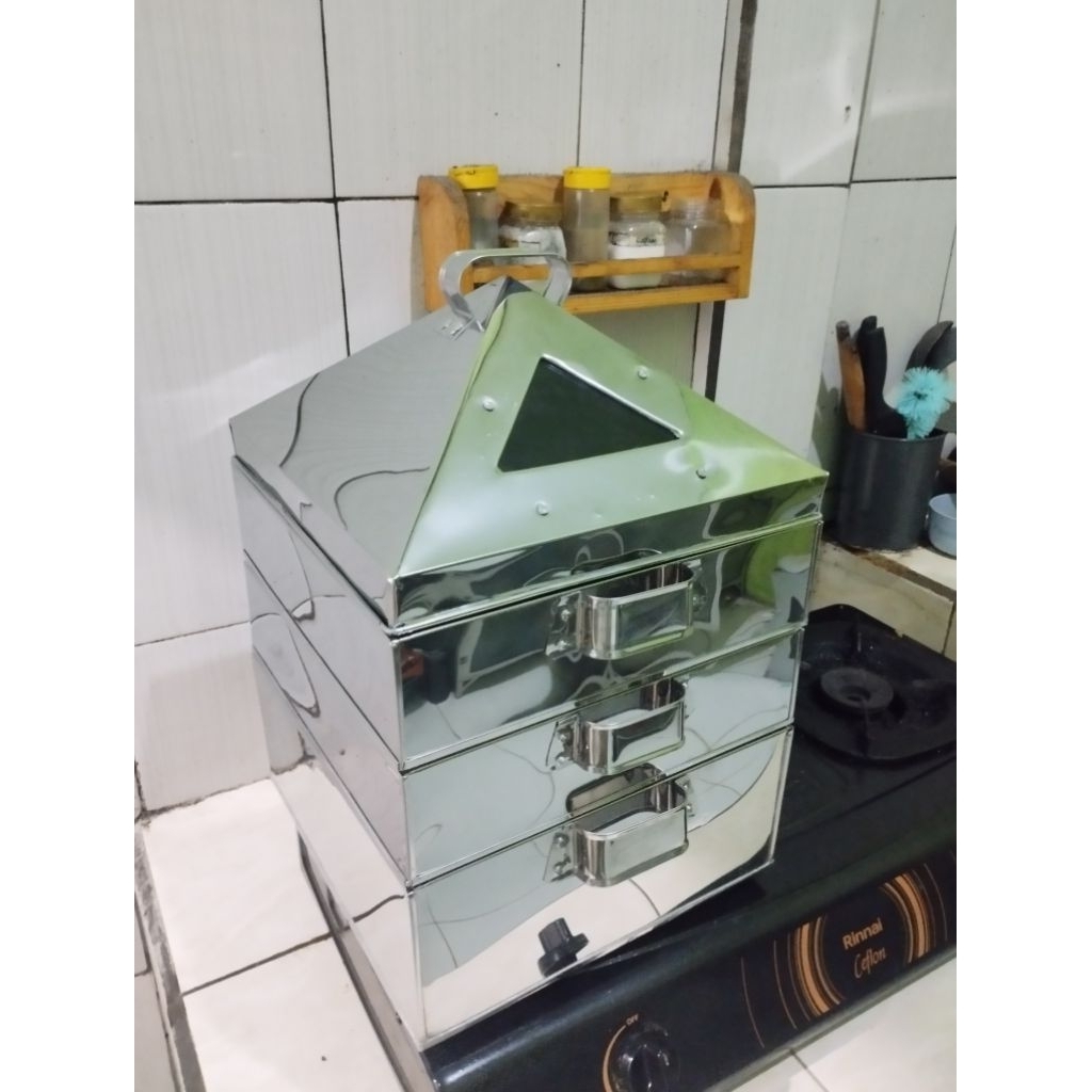 KLAKAT/KUKUSAN/PANCI/KOTAK UK 40 CM SUSUN 2 SARANGAN/STAINLESS STEEL