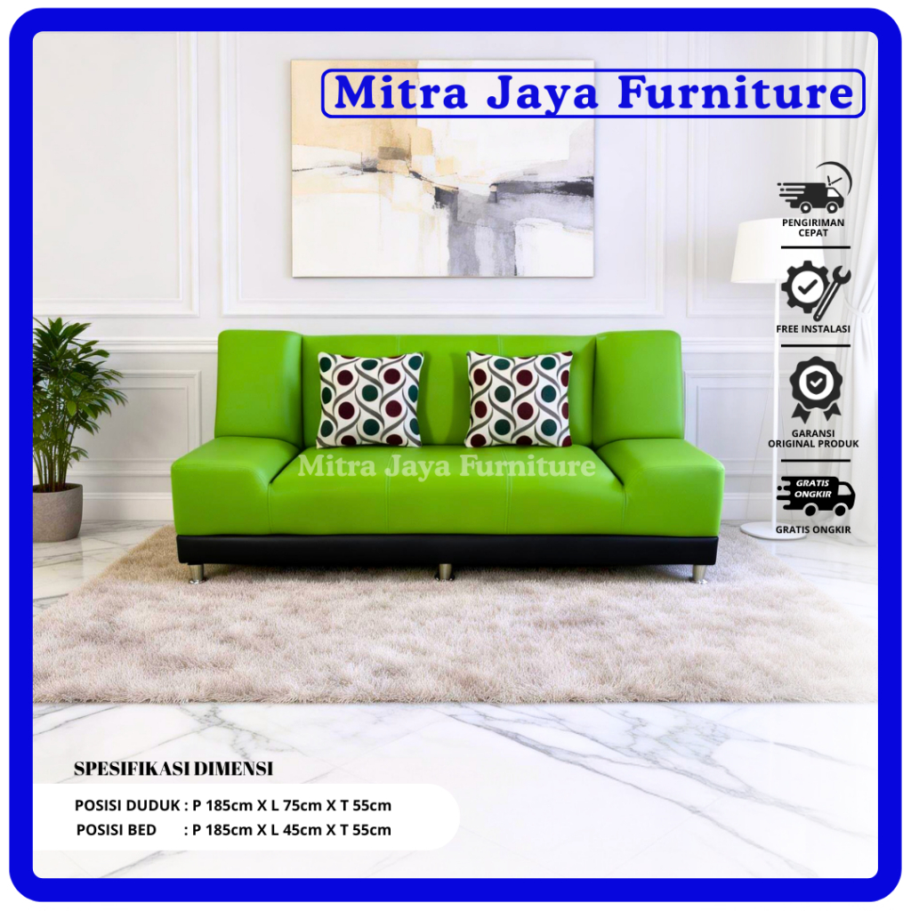 Sofa Bed Bahan Kulit Anti air Multifungsi Ruang Tamu minimalis / Mitra Jaya Furniture
