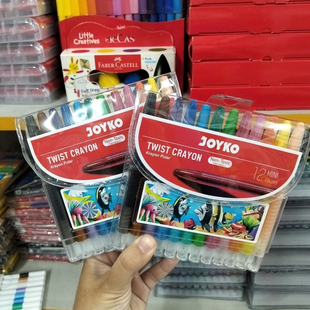 Crayob putar Joyko 12 warna Crayon Joyko Twist Crayon putar pendek crayon putar panjang