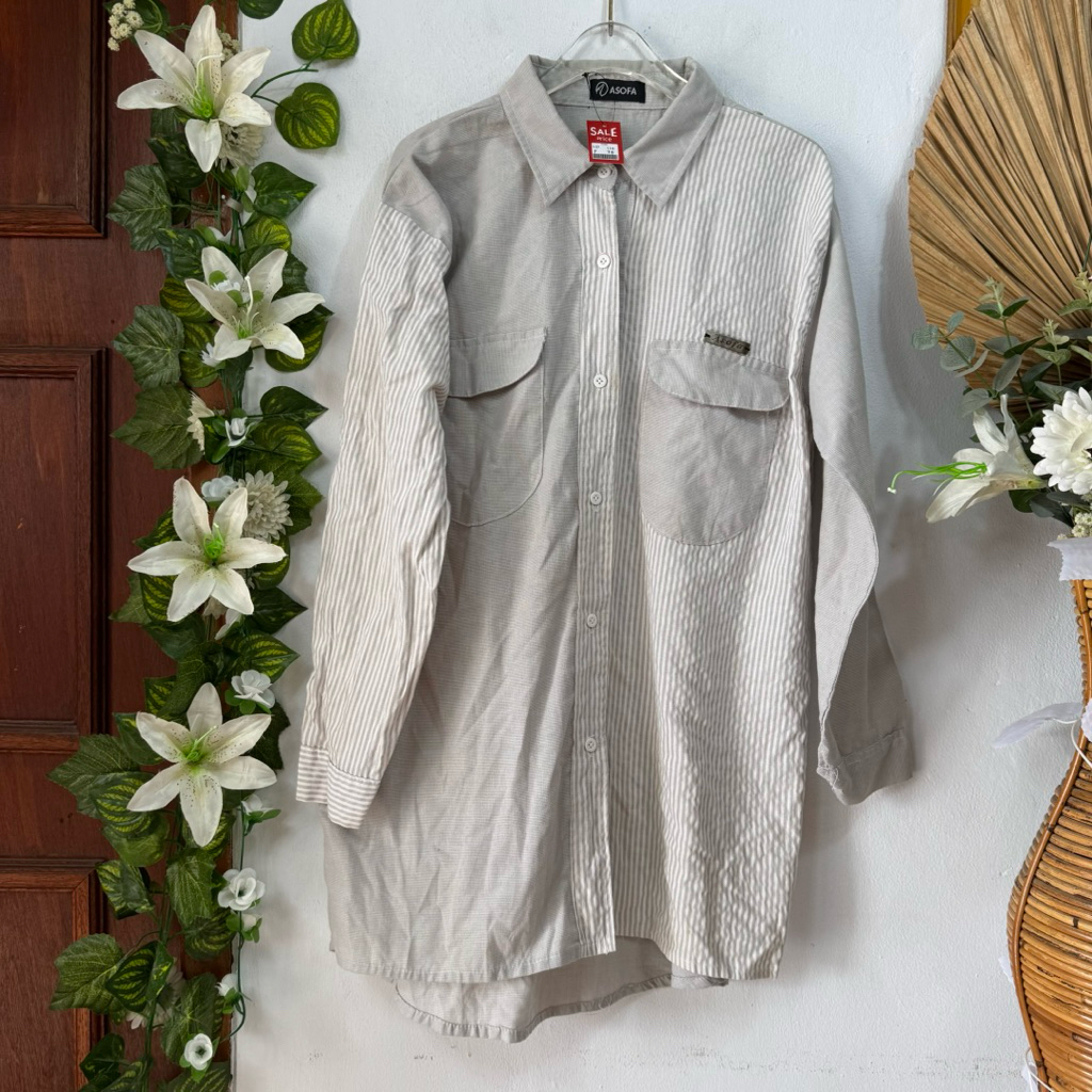 Tunik Kemeja Stripe Abu Asofa