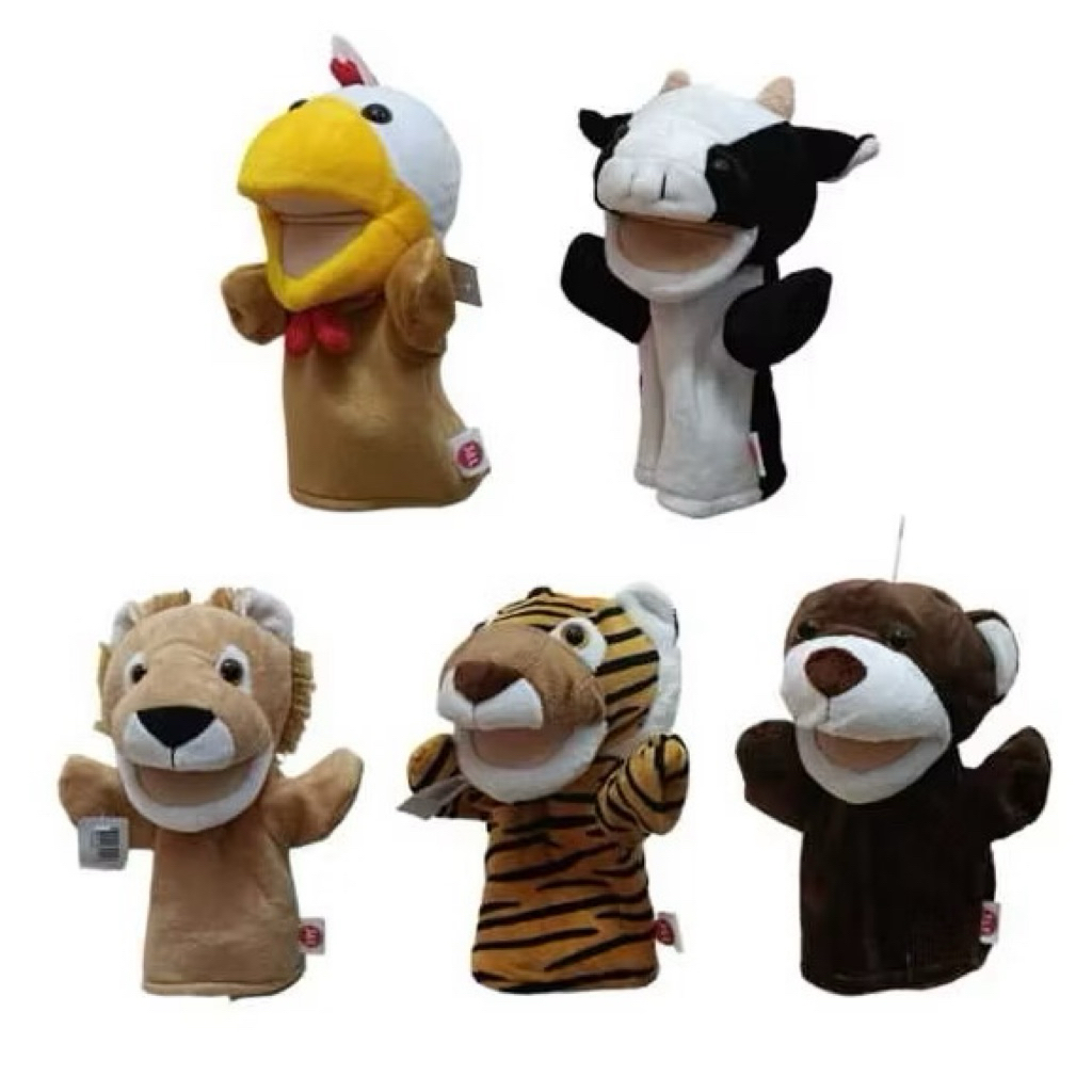 BONEKA TANGAN MOTIF HEWAN ANIMAL KARAKTER MULUT BISA GERAK