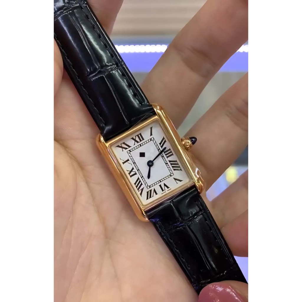 RARE ITEM SWISS TANK Jam tangan Tank Must small ROSE GOLD Leather 22MM SWISS QUARTZ RONDA