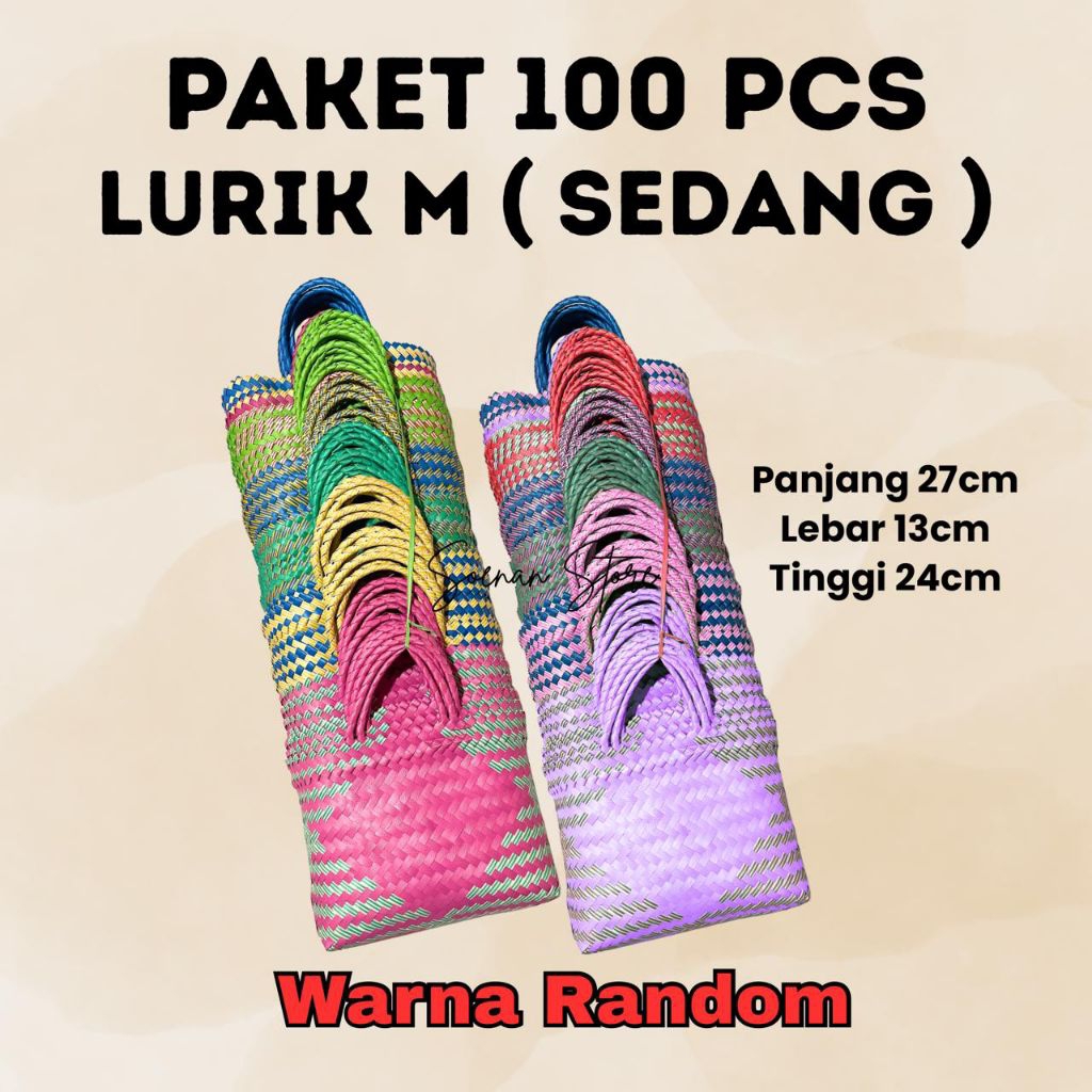 PAKET 100PCS TAS LURIK M SEDANG/tas anyaman Lurik M sedang tas hajatan tas hampers tas parcel tas be