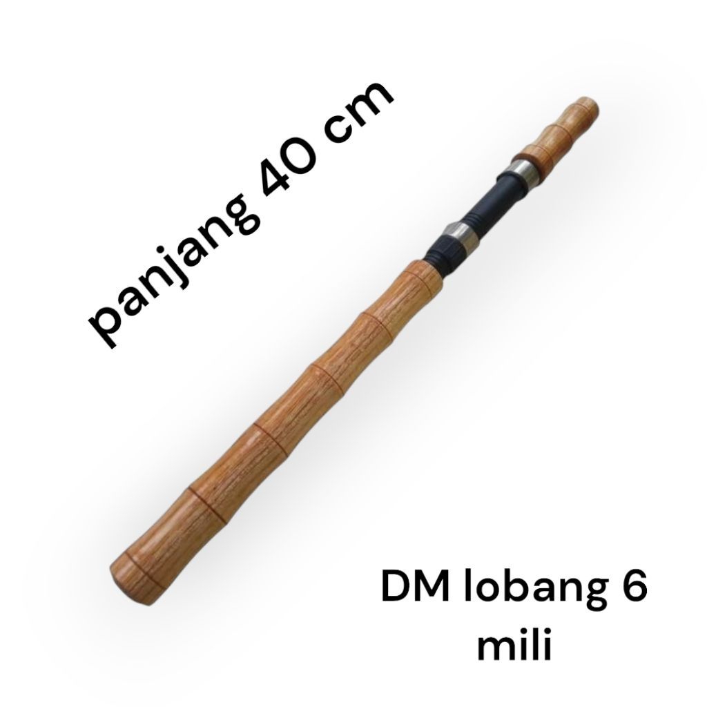 gagang joran kayu custom panjang 40cm+rilsit 16