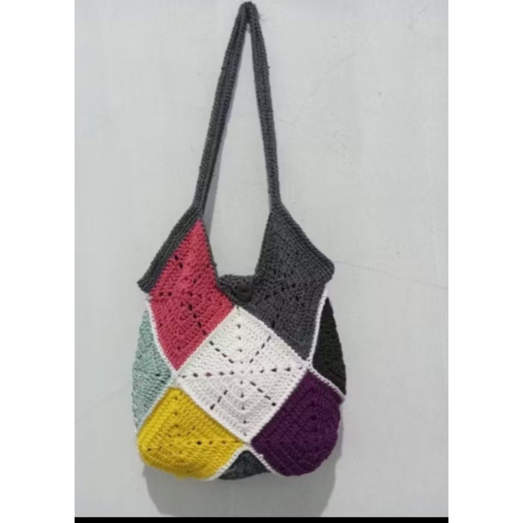 totebag rajut granny squere handmade/totebag rajut viral