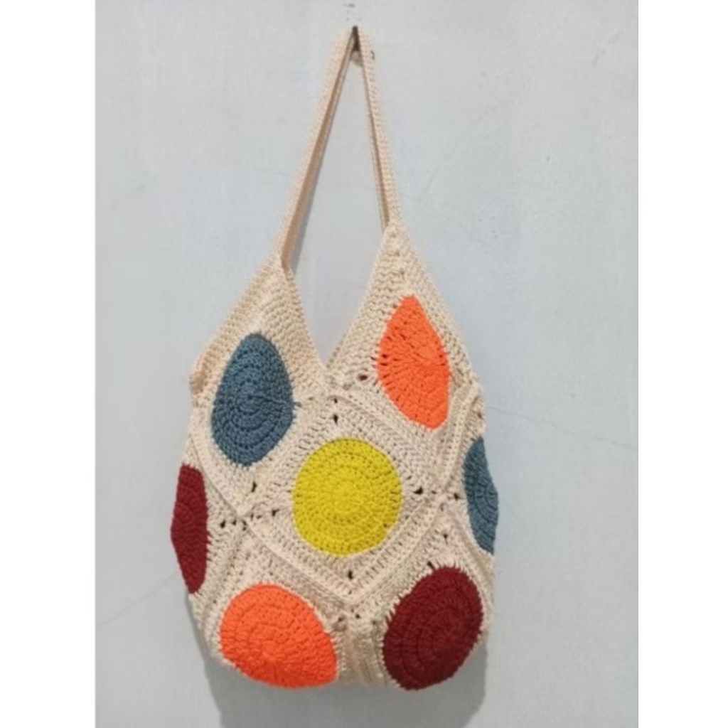 totebag rajut polkadot/ totebag rajut viral/totebag rajut handmade