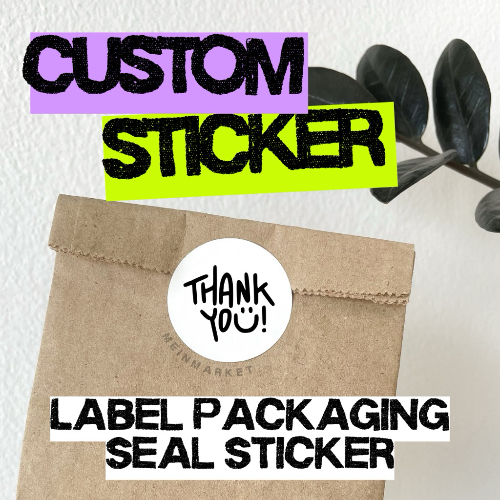 CUSTOM CETAK LABEL STIKER BOX STICKER SEAL PACKING PACKAGING KEMASAN MAKANAN THANK YOU KOTAK USAHA L