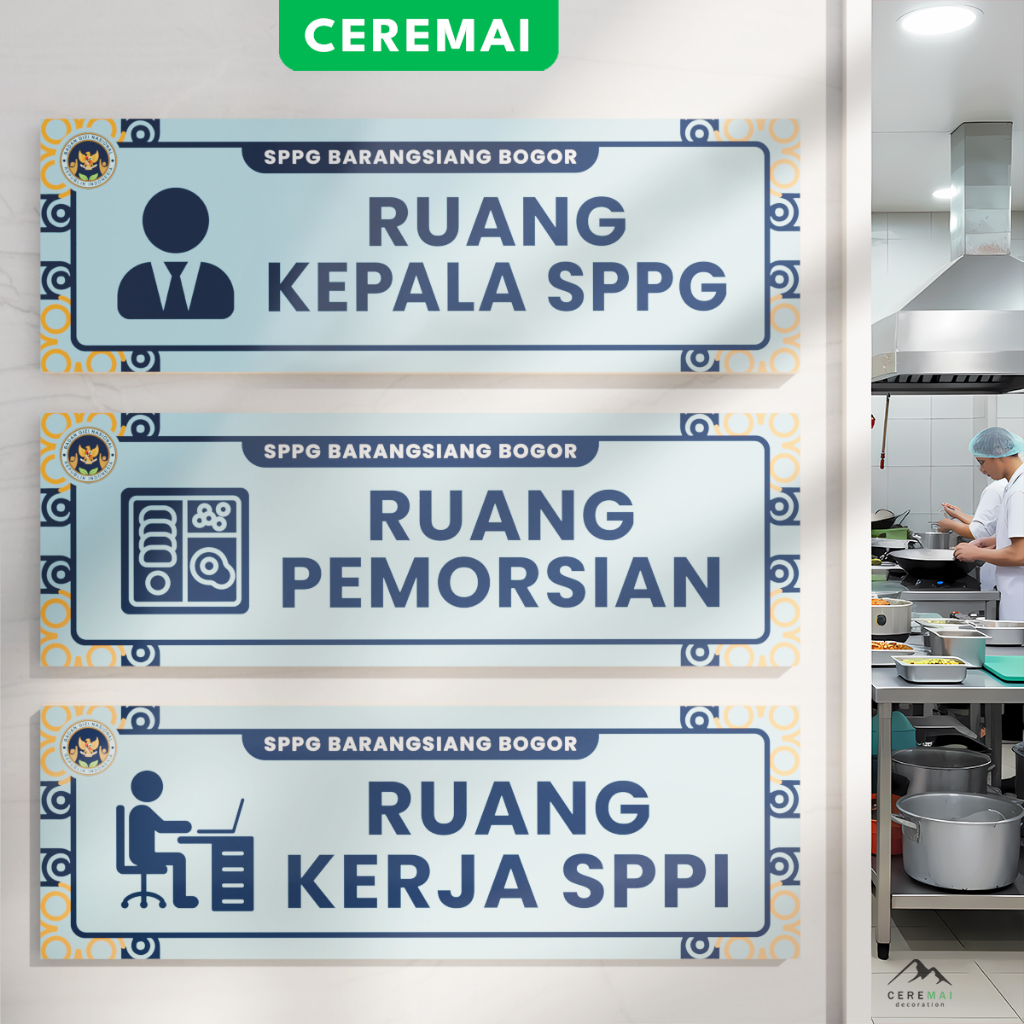 PAPAN RUANG SPPG DAPUR MBG CUSTOM NAMA  -  BADAN GIZI NASIONAL - MAKANAN BERGIZI GRATIS - SPPI