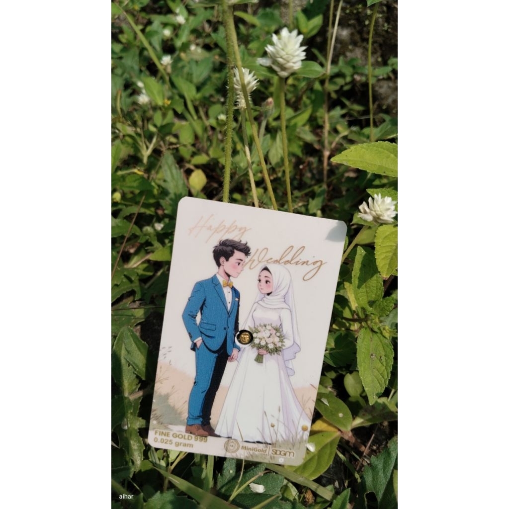 Logam Mulia Emas Mini Gold MiniGold Gift Series Happy Wedding Muslim 0,025 gr 0.025 gram