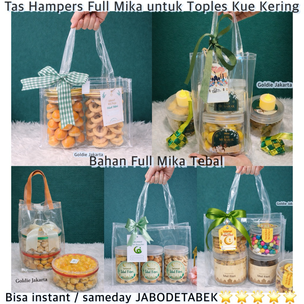 Tas Hampers Kuker Full Mika muat toples tabung 800ml / 600ml/ 400 ml / 300 ml Tebal (FREE KARTU IDUL