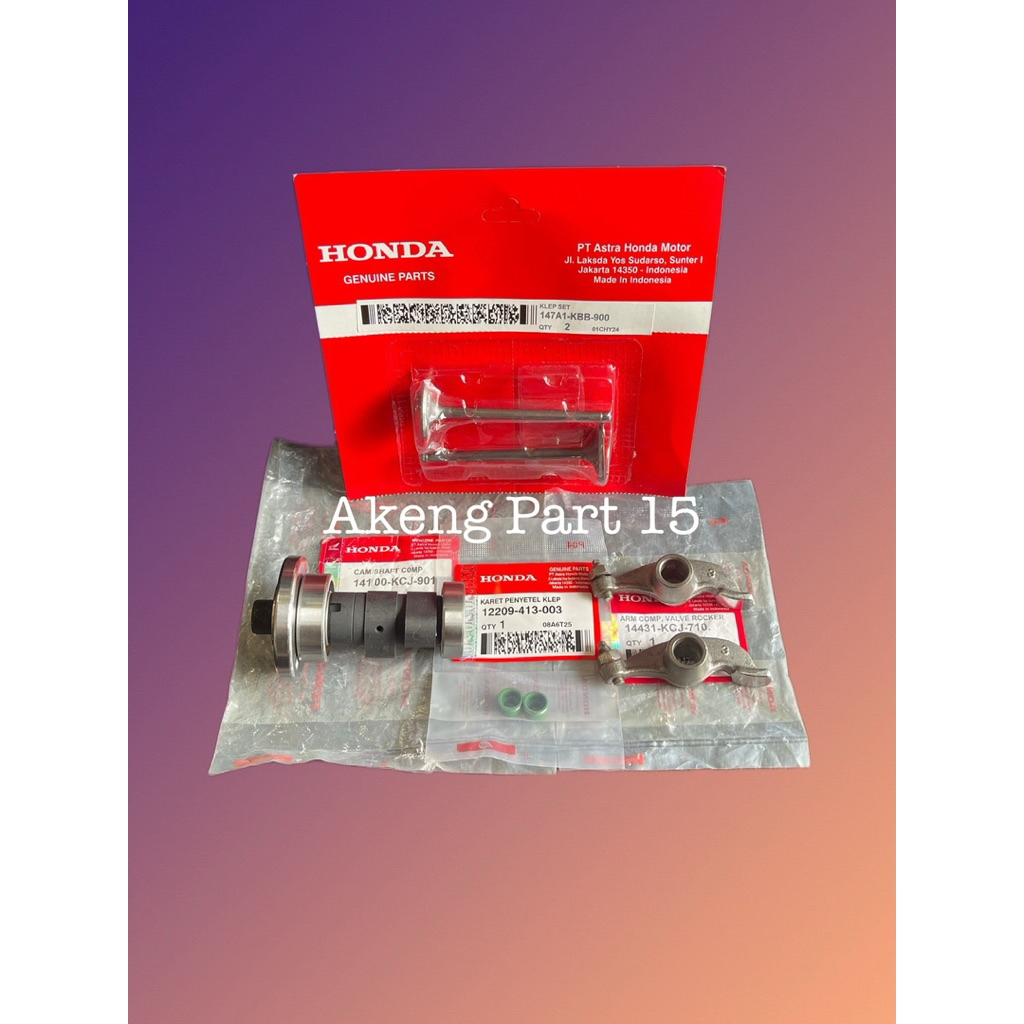 Paket Noken As Tiger+Platuk klep+Klep set+Sil klep Honda Tiger lama,Tiger Revo,Megapro,GL pro ORI