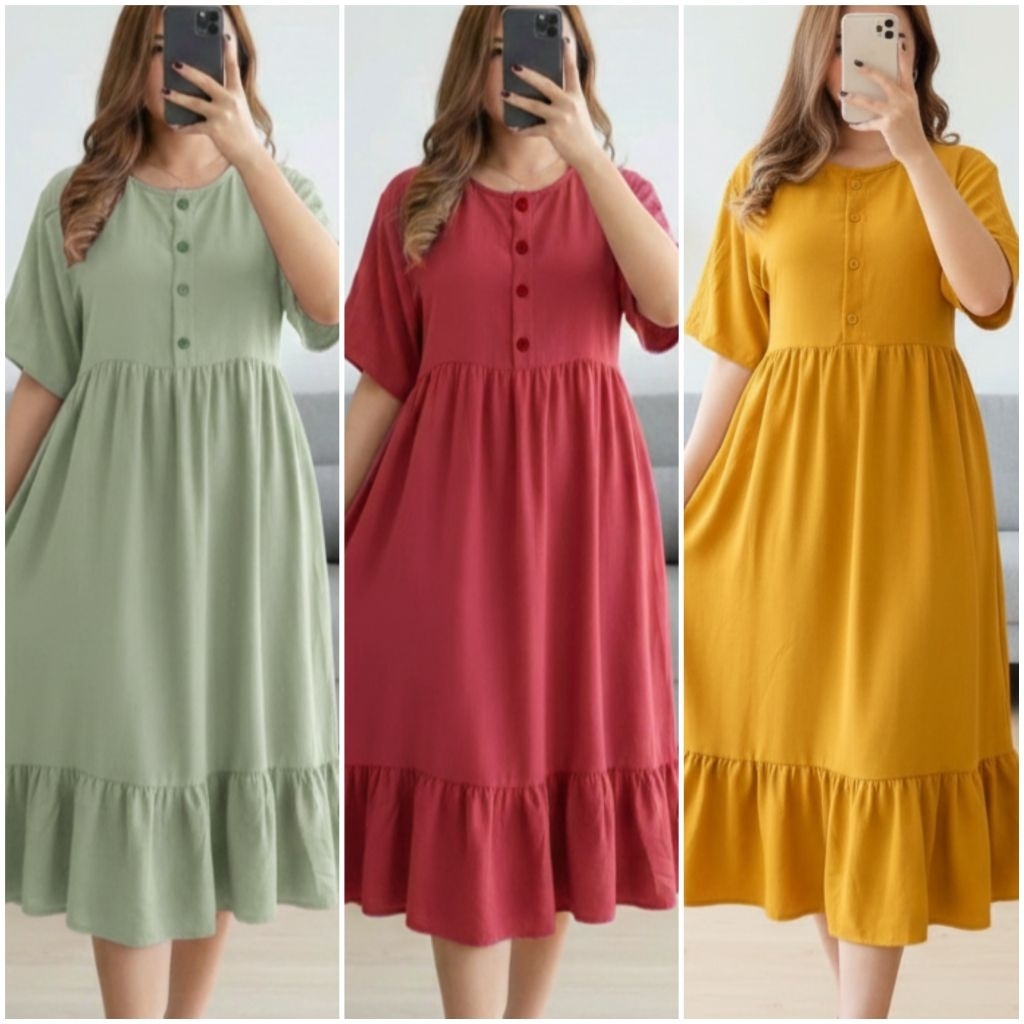 ( BISA PILIH WARNA ) Paket Daster 100 dapat 3 pcs nadira dress remaja wanita crinkle airflow busui