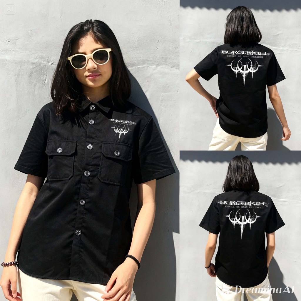 KEMEJA PENDEK BURGERKILL,PDL BURGERKILL,WORKSHIRT BURGERKILL,KEMEJA BAND METAL