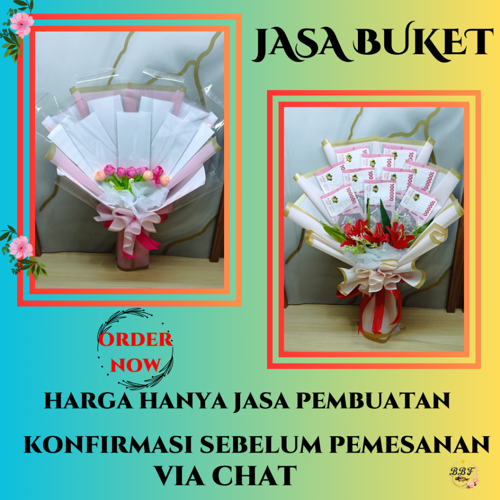 Buket / Jasa Frame Buket Uang / kerangka Buket Uang / Jasa Buket / Jasa Bouquet Uang / Hadiah Ulang 