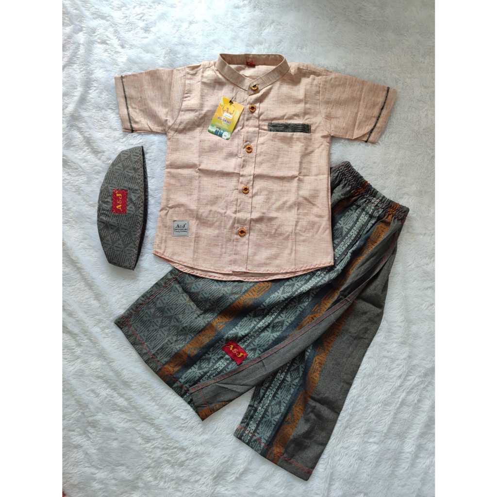 SETELAN KOKO ANAK A&J SARKOCI LENGAN PENDEK USIA 3-13 TAHUN