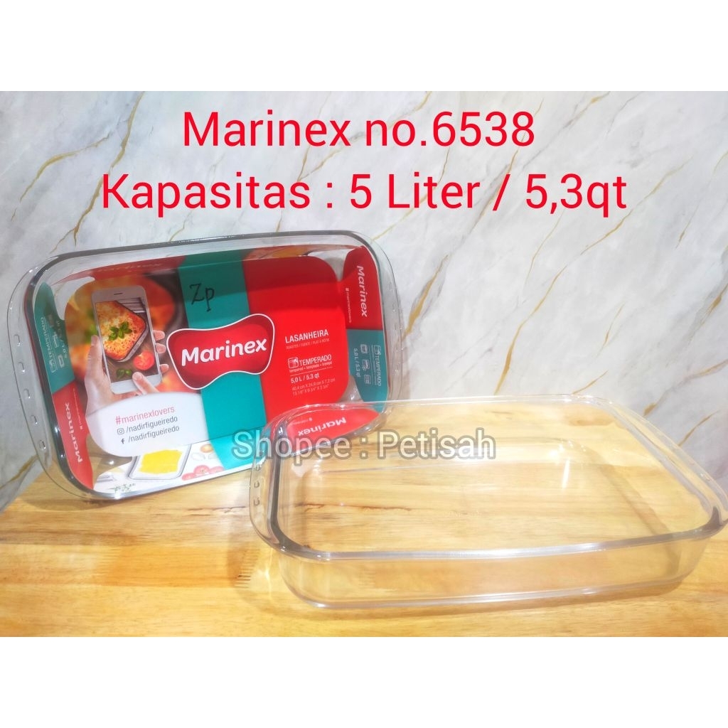 Loyang Kaca Oven Marinex Besar 5 Liter / Loyang Marinex Persegi Panjang Jumbo / Piring Kaca Persegi 