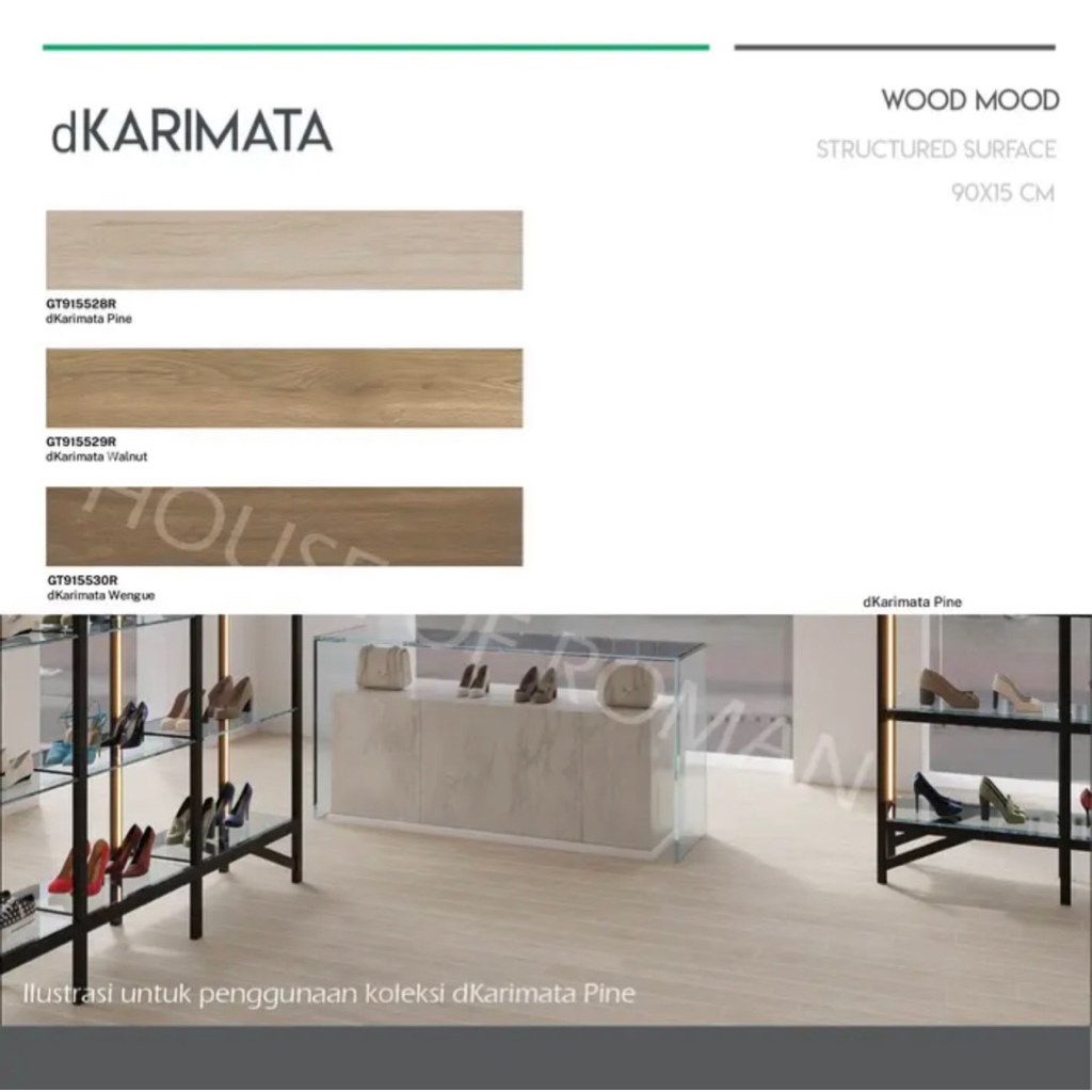 Roman Granit 15x90 dKarimata Pine/Granit Lantai Motif Kayu 90x15/Ubin Vynil Kayu/Keramik Lantai Moti