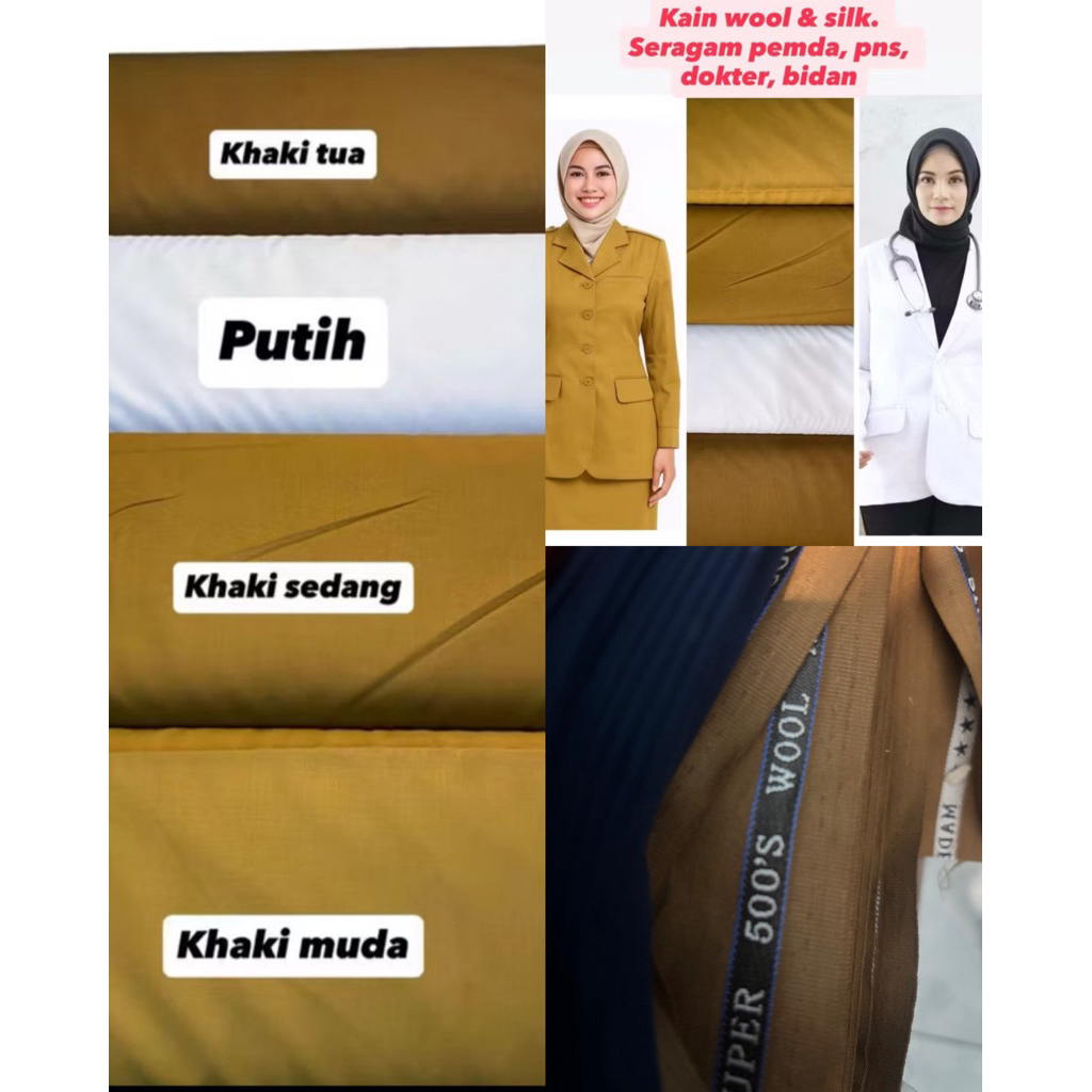 kain meteran katun semi wool premium bahan baju celana seragaman pns pemda guru jas blazer