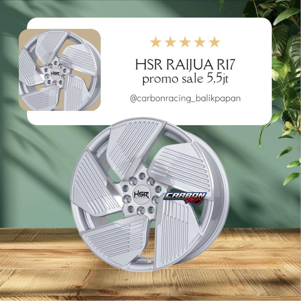 Velg Mobil HSR RAIJUA R17 Pcd/Baut 5x100 dan 5x114,3 Warna Silver Rubah Tampilan Lebih Elegan