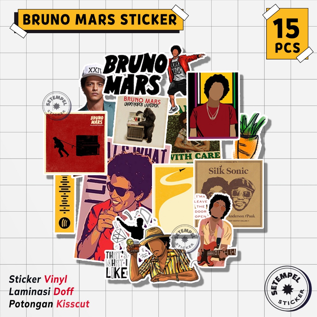 BRUNO MARS Sticker Pack 15pcs  | stiker bruno mars vinyl