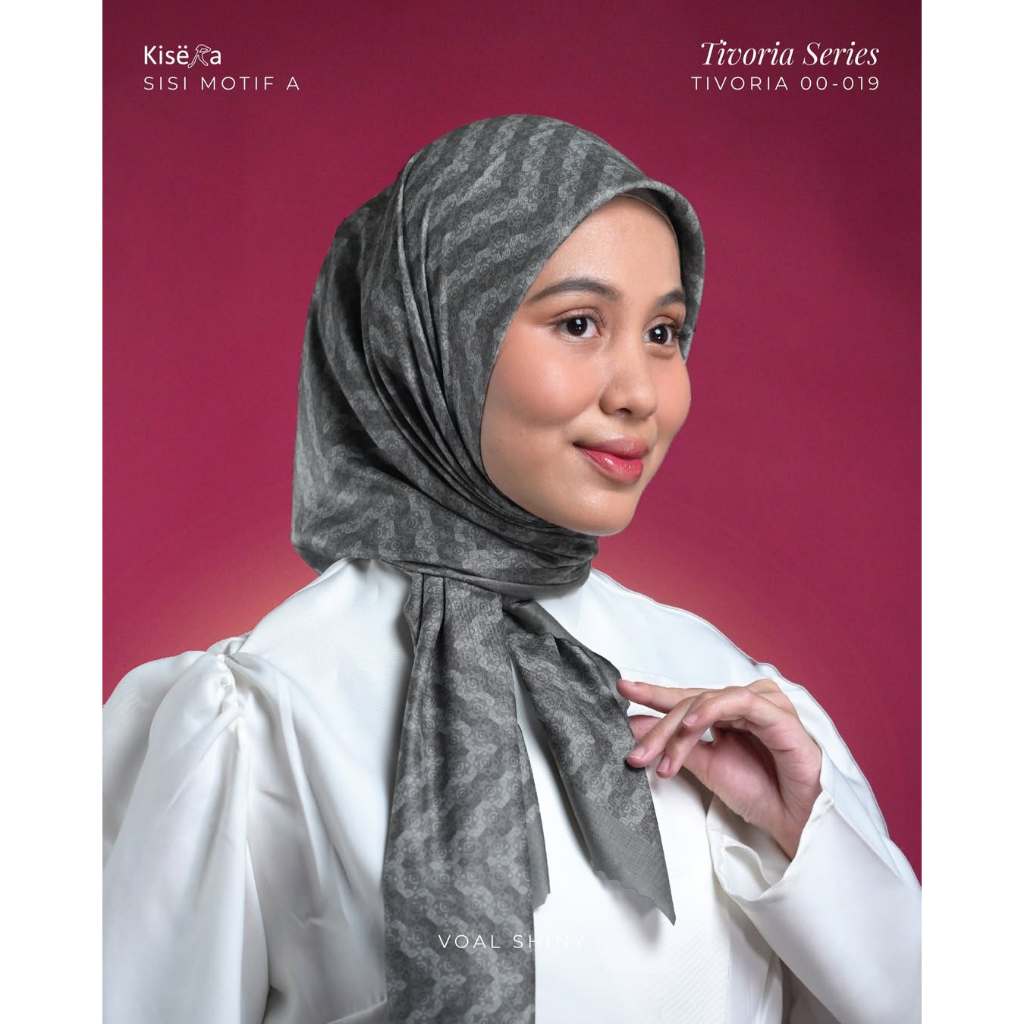 TIVORIA 019 - 41 M | Kerudung Hijab 4 Warna 1 Motif Artificial Texture, Jilbab Praktis Cantik | Voal