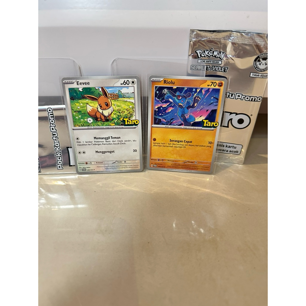 Kartu Promo Pokemon Taro | Eevee | Riolu Pokemon x Taro original