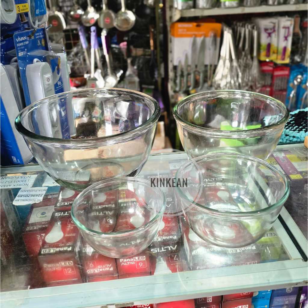 Baskom / Mangkok Kaca Bulat Tebal (14.5cm - 27.5cm) - KIG GROUP