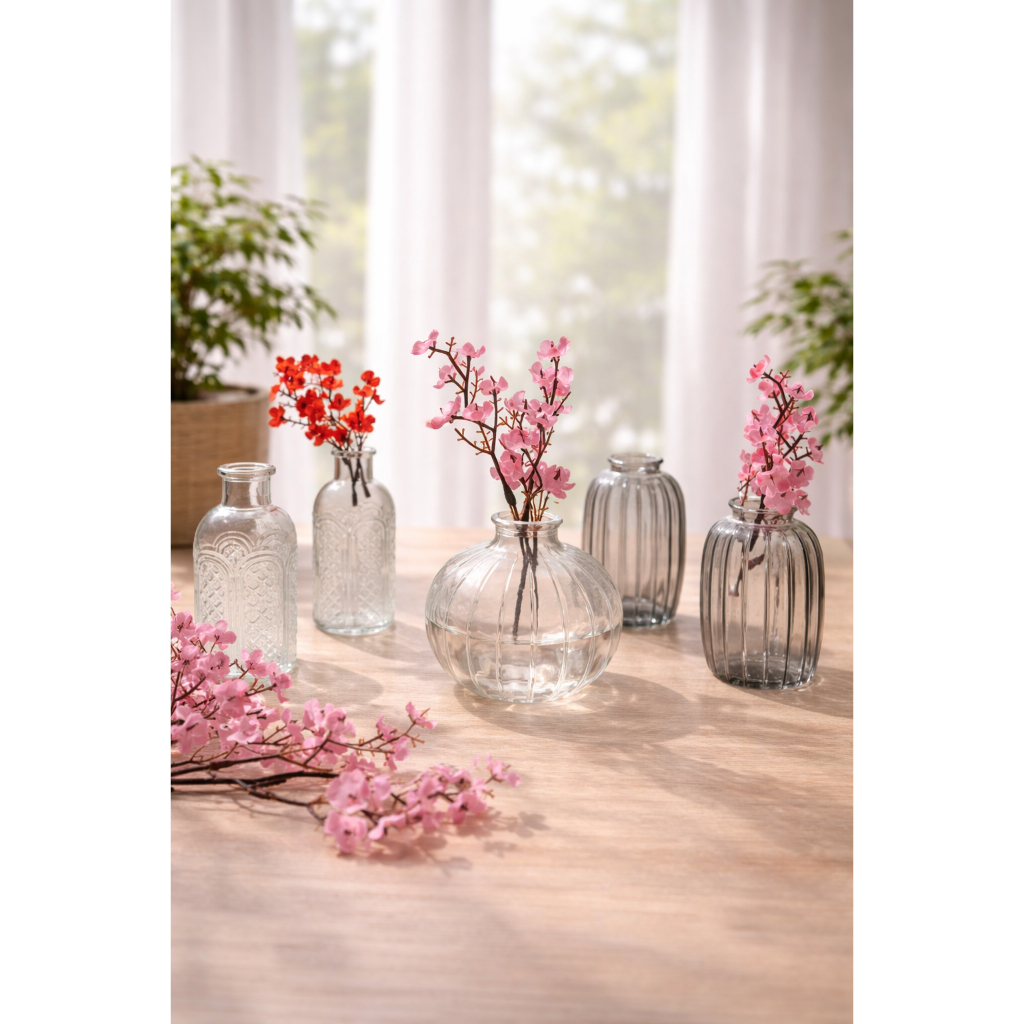 Vas Kaca Korea Vas Bunga Botol Kaca Bening Vas  Kaca Mini Aestetik