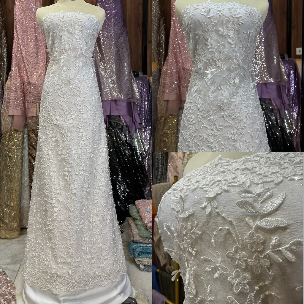 kain tille chanels lolita hana exclusive 3D bunga timbul with payet squeen kain dasar chantilly/baha