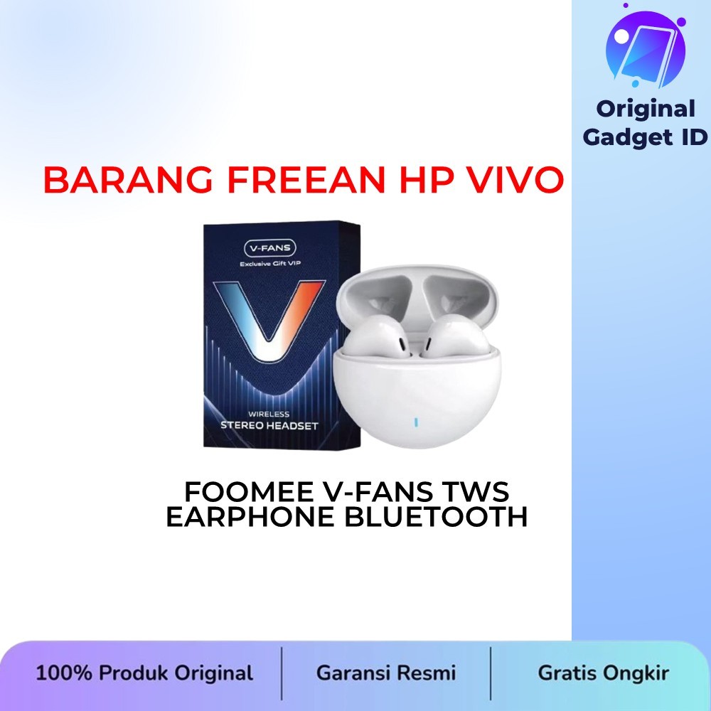 (GRATISAN HP VIVO ) TWS V-FANS Wireless Stereo Headset Baru V5.3+EDR 10-15m 4-5h Talk Time