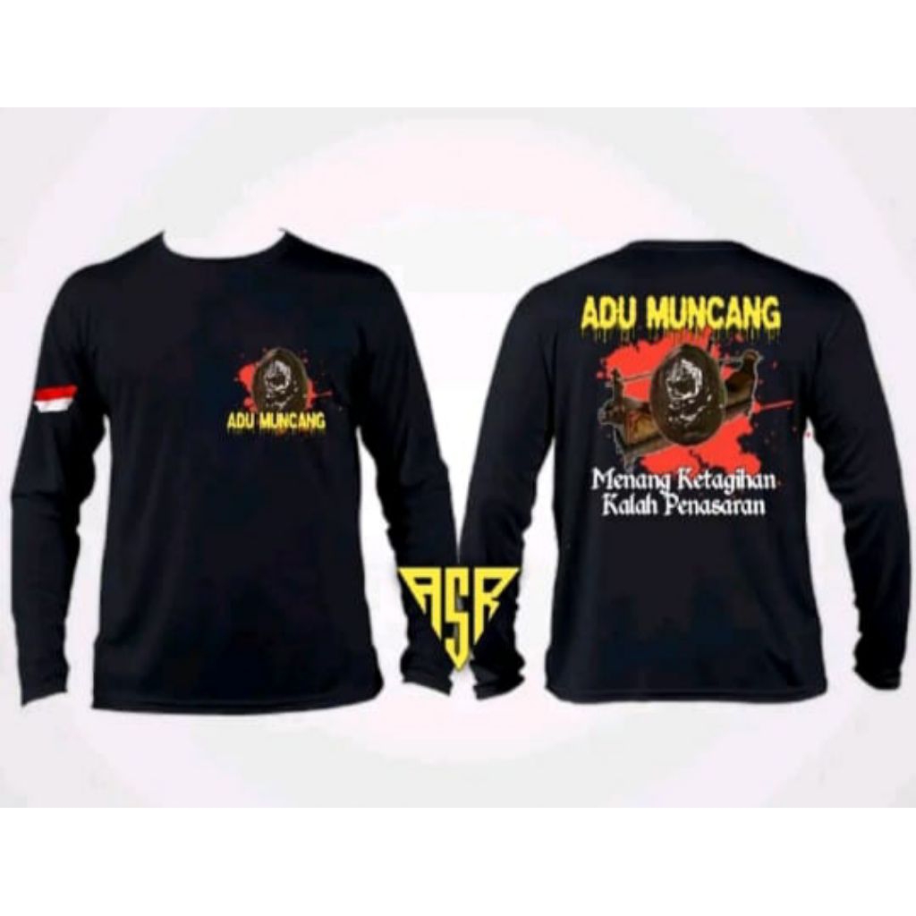KAOS SABLON LENGAN PANJANG ADU MUNCANG T-SHIRT UNISEX ADEM SANTAI
