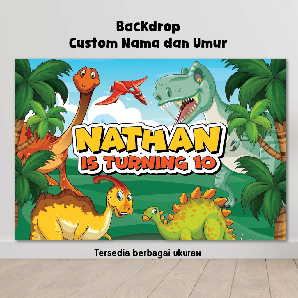 BACKDROP DINO DINOSAURUS HAPPY BIRTHDAY BACKGROUND ULANG TAHUN BANNER WALLPAPER DEKORASI ULTAH HBD S