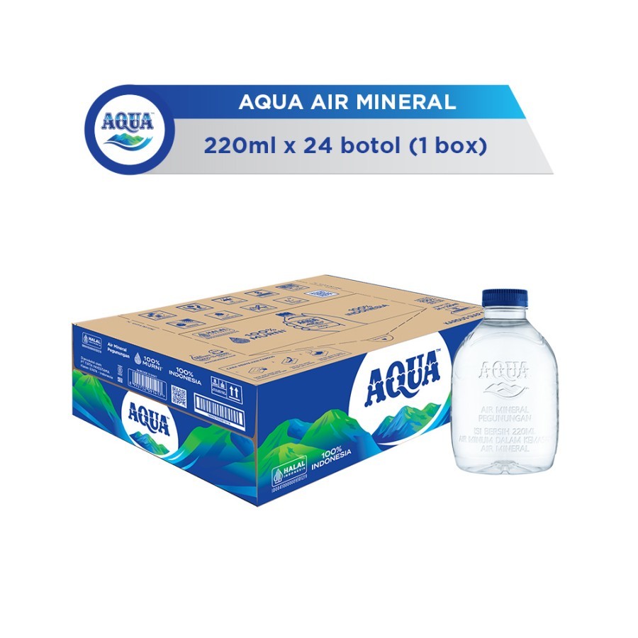 AQUA BOTOL 220ml 1 Dus (24 Botol)