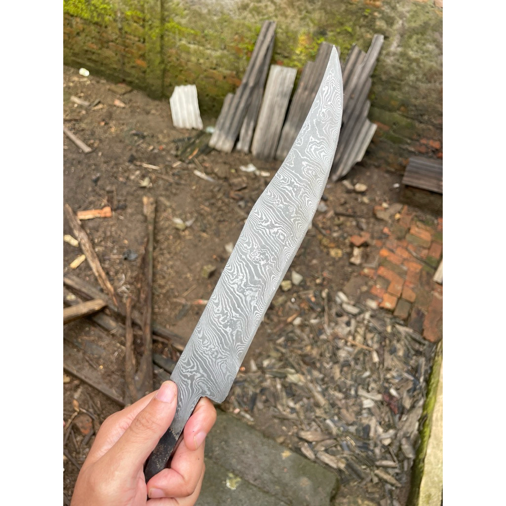 Bilah Pisau Bowie Mewah Baja Pamor