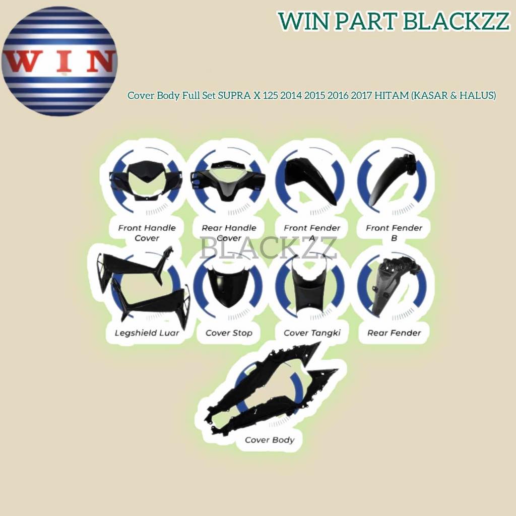 Cover Body Full Set SUPRA X 125 2014 2015 2016 2017 HITAM (KASAR & HALUS) ORIGINAL WIN