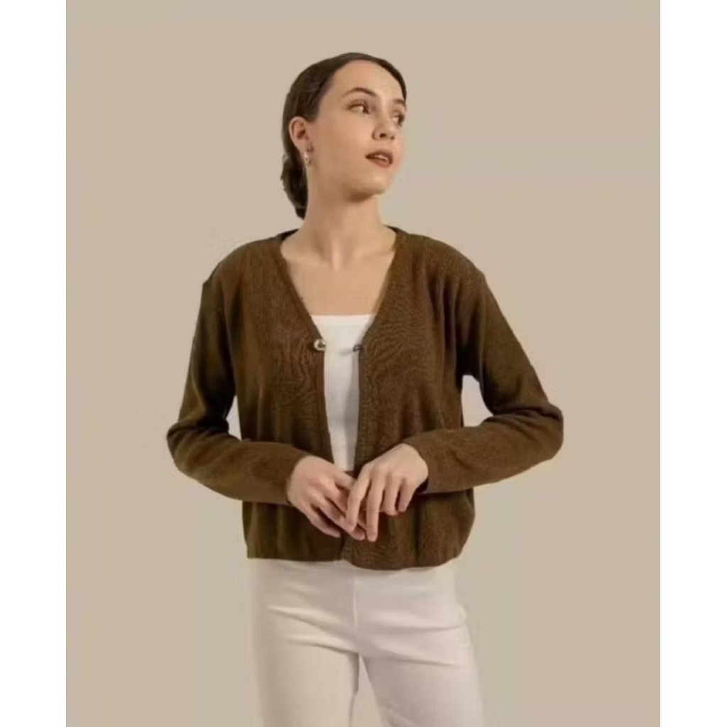 Manja Crop Cardigan Kancing satu Outer /Cardigan Rajut/atasa wanita stylish