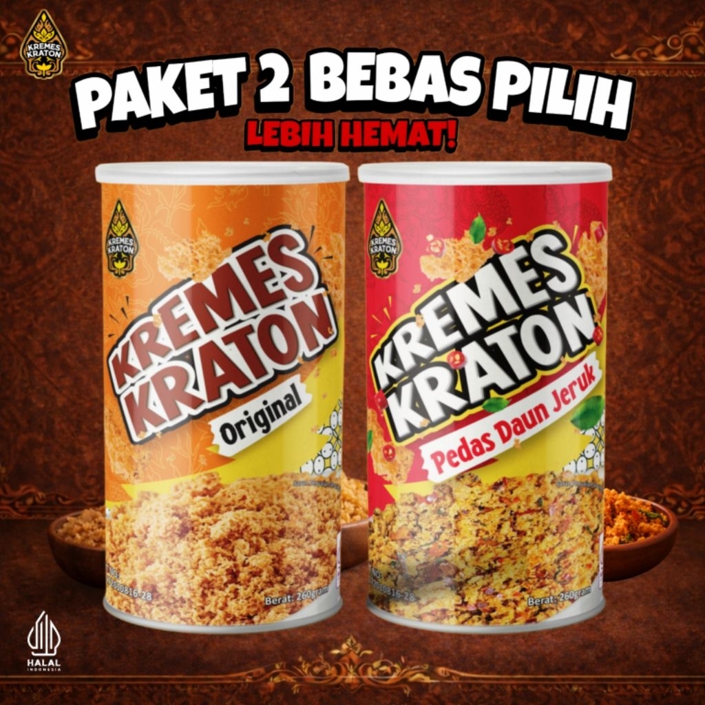 Kremes Kraton - [PAKET 2 BEBAS PILIH] Kremes Ayam Original / Pedas Daun Jeruk / Keju / Tempe Kremes 