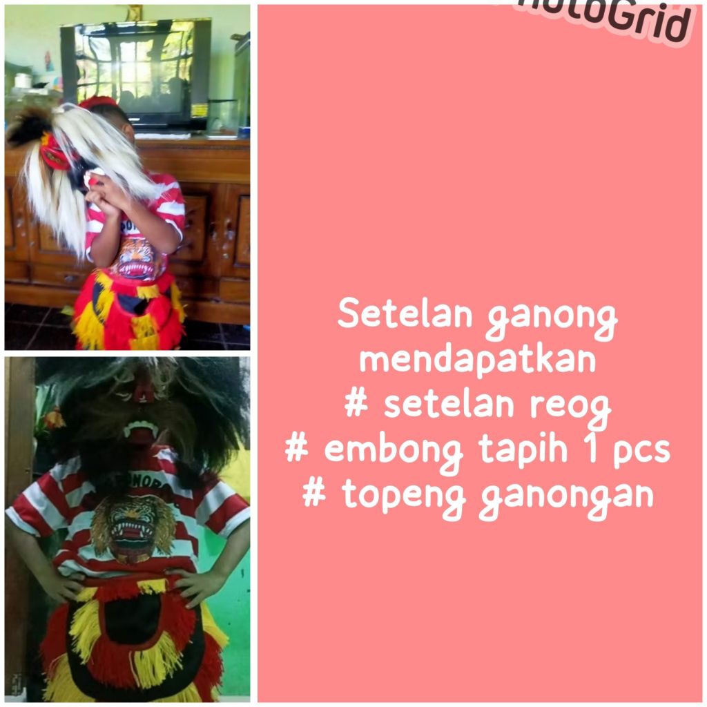 Paket Komplet Fullset Baju Reog Ponorogo + Gong (Gonong) | Kostum Reog Lengkap