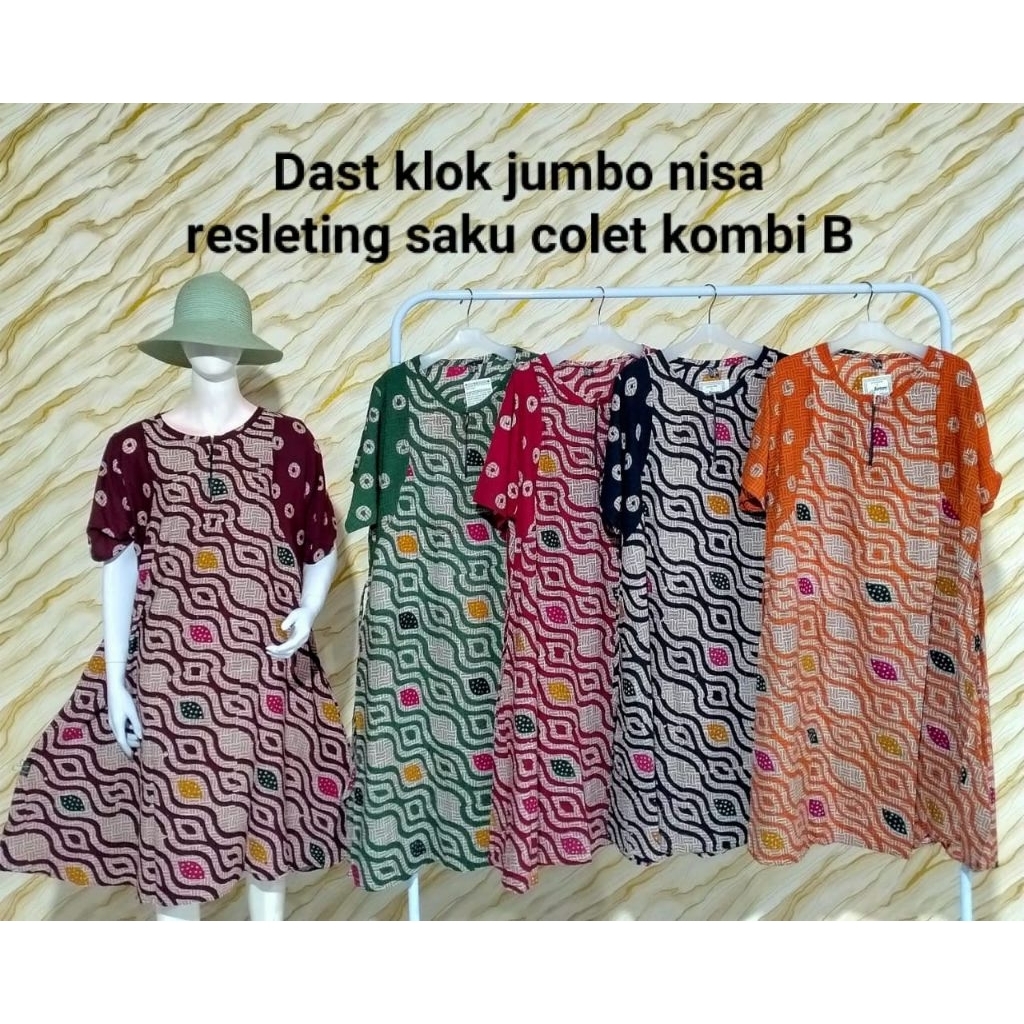 DASTER SAMMY PEKALONGAN KLOK JUMBO LENGAN PENDEK [PELANGI DASTER]