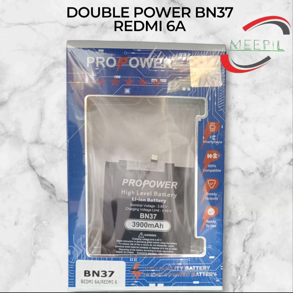 BATERAI BATRE DOUBLE POWER XIAOMI REDMI 6A BN37 PROPOWER DOUBLE POWER.