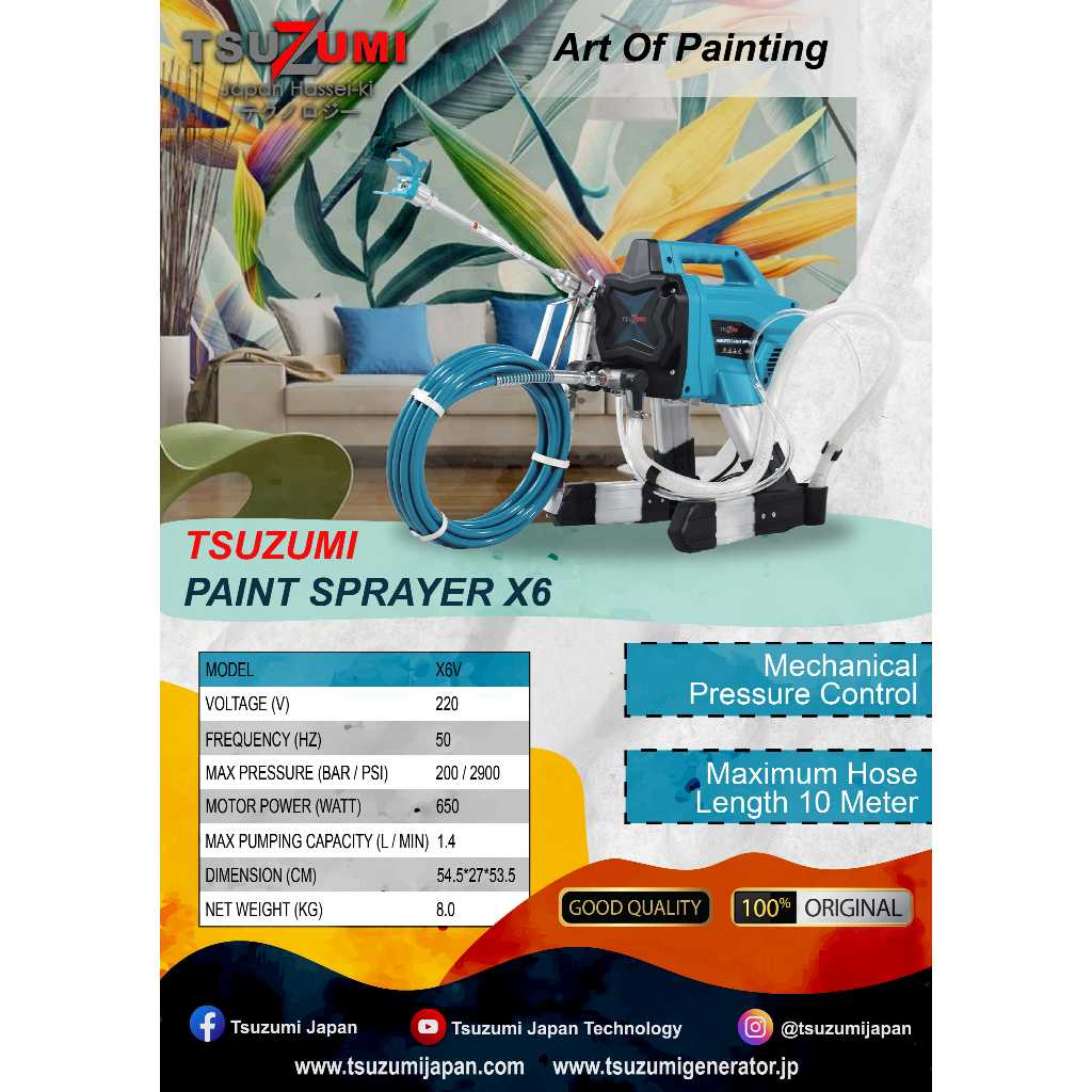 Tsuzumi X6 Airless Paint Sprayer / Mesin Semprot Cat Tembok
