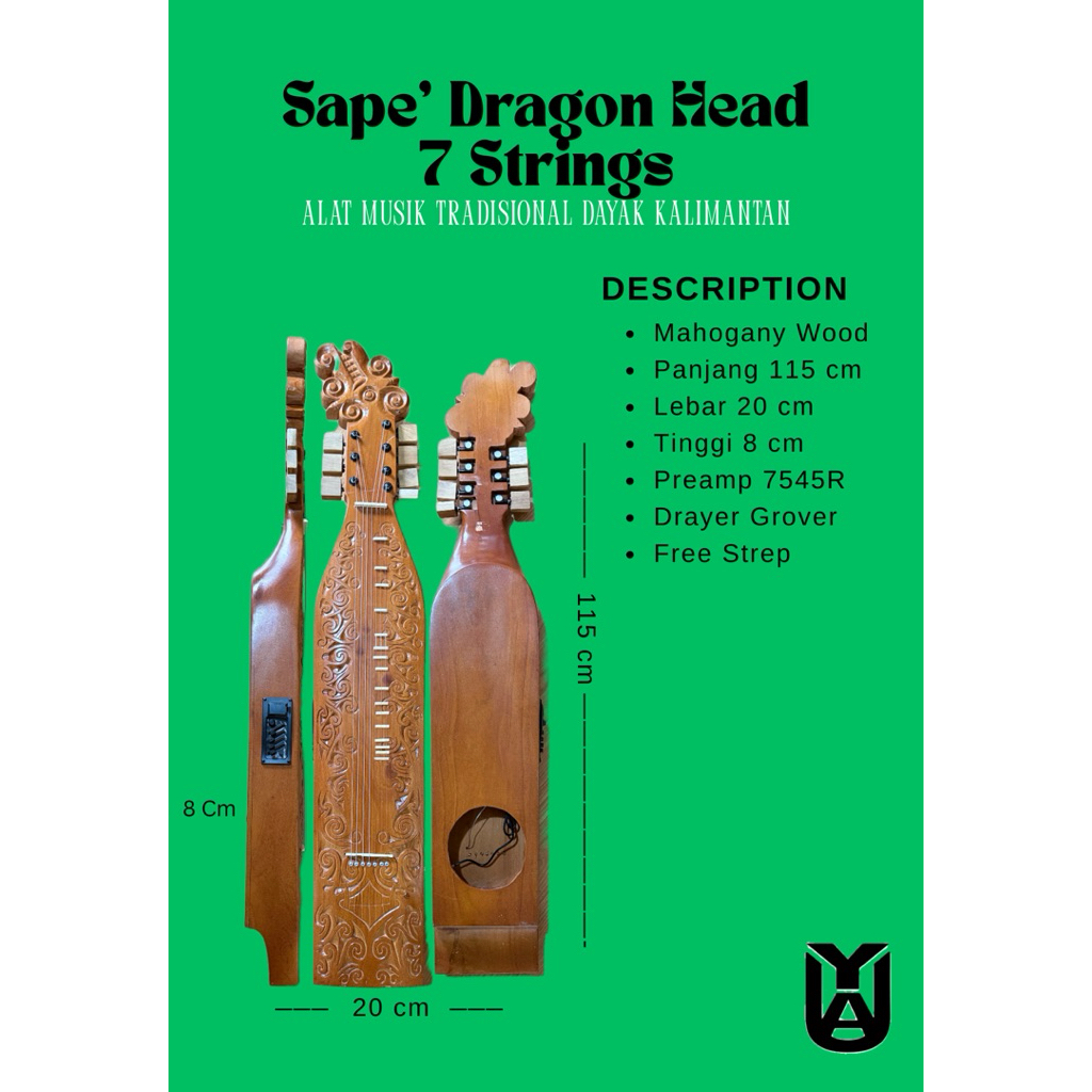 Sape Dayak 7 Senar Alat Musik Suku Dayak Kalimatan