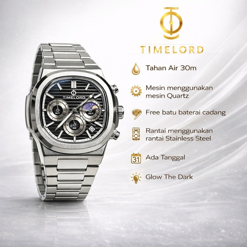 Jam Tangan Pria TIMELORD 2090 Crono Aktif / Jam tangan Anti air 100% Timelordstore