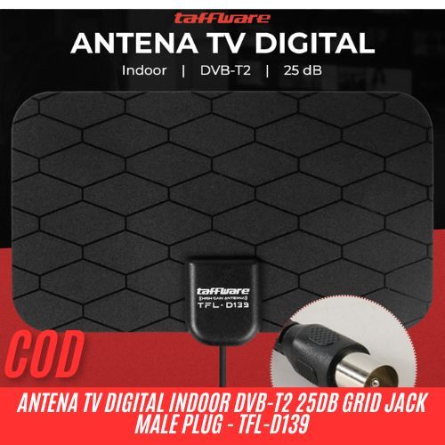 Antena TV Digital Indoor DVB-T2 25dB Grid Jack Male Plug / Adaptor Penguat Sinyal Antena Digital