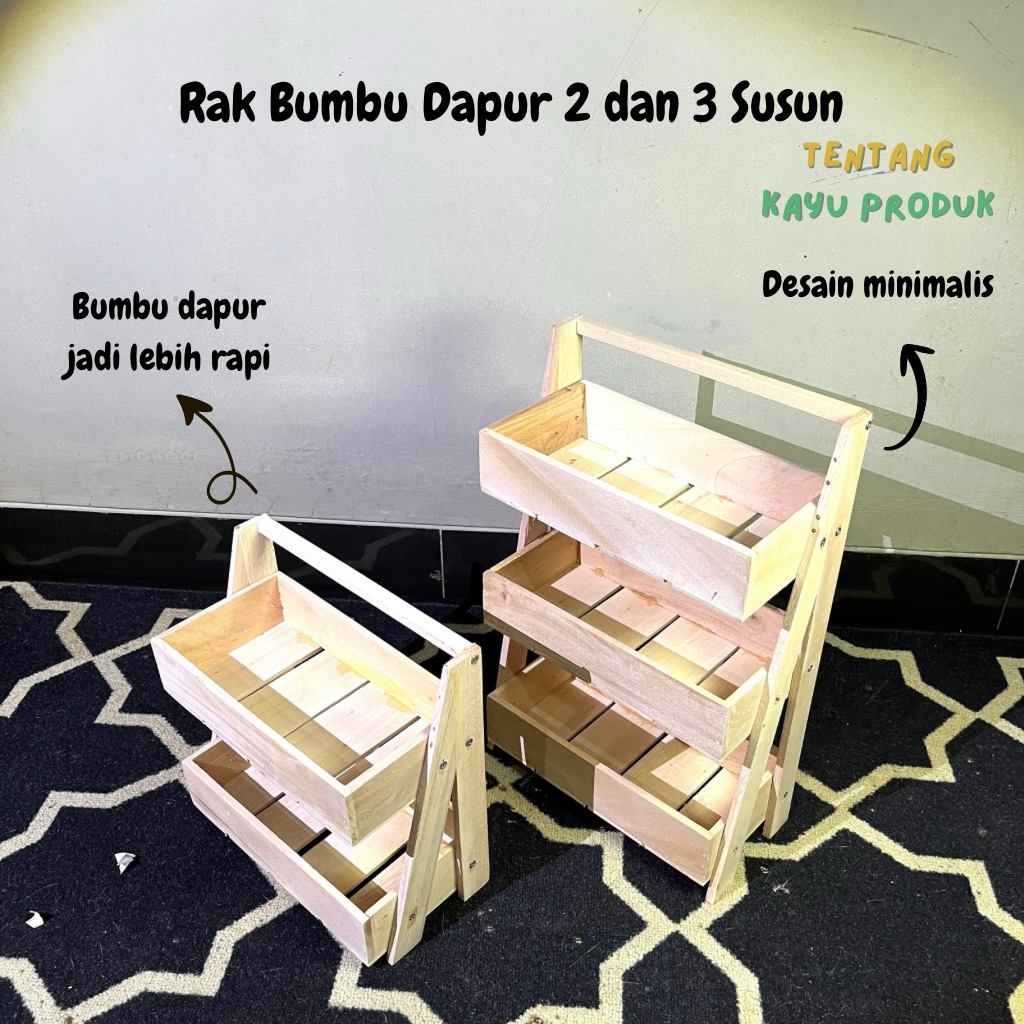 Rak bumbu dapur  2 susun || 3 susun || Rak bumbu dapur kayu mahoni
