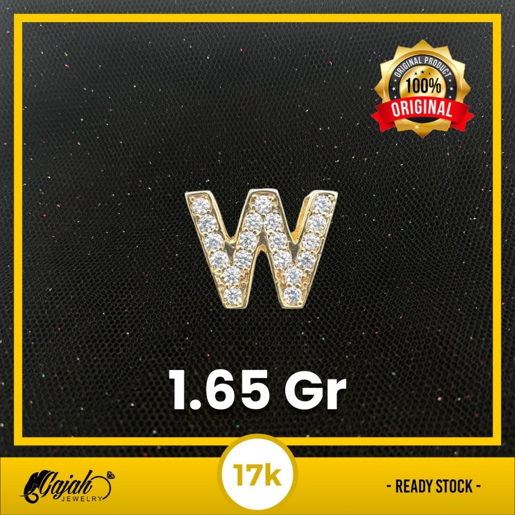 Liontin Huruf W  Emas 17K - Toko Emas Gajah - 1.65 Gram 2738