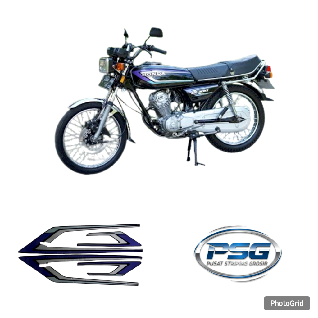 STICKER STRIPING LIS BODY MOTOR HONDA GL 100 TAHUN 1994 1995 WARNA HITAM UNGU
