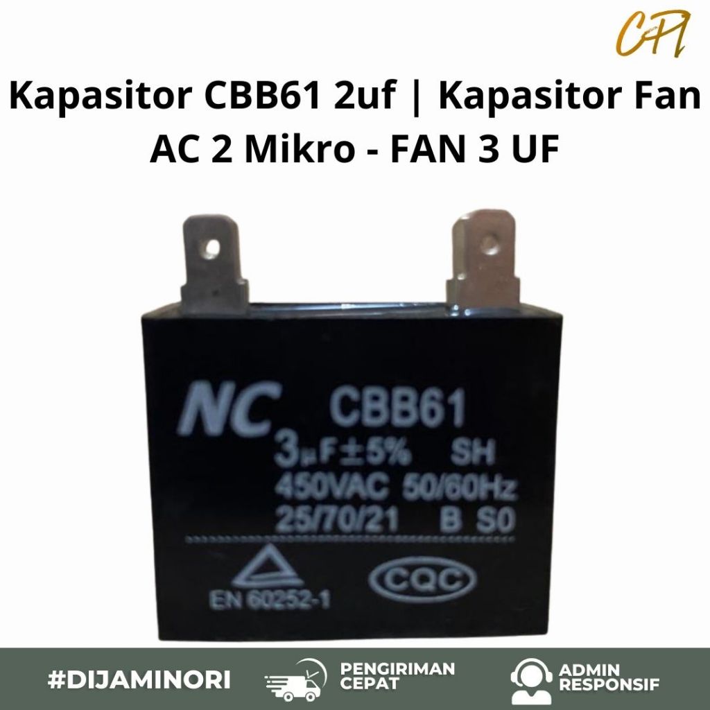 Kapasitor CBB61 2uf | Kapasitor Fan AC 2 Mikro - FAN 3 UF