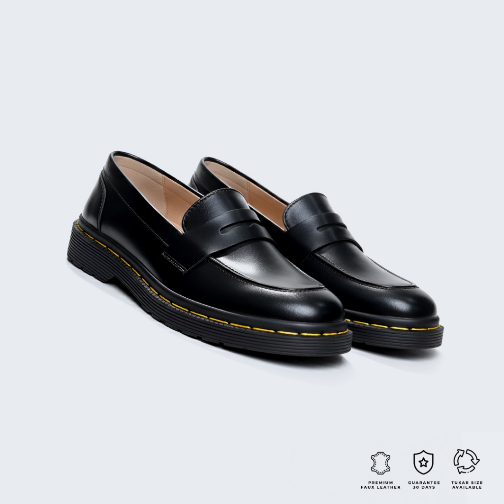 Terlaris Brygan Craftmanship - Sepatu Slip-on Pria Adam Loafer Casual Series Shoes Hitam Sneakers