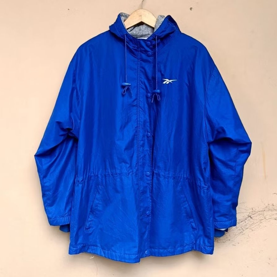 Jacket reebok windbreaker coat sportwear 90s vintage electric blue